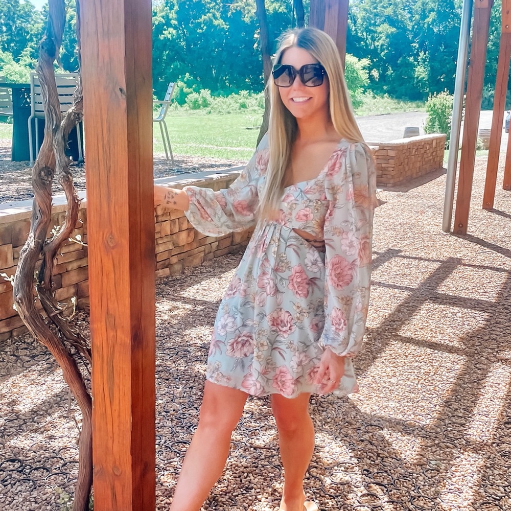 Floral Print Cutout Mini Dress